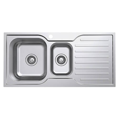 Classic Square 980 - 1.5 Bowl Kitchen Sink with Drainer