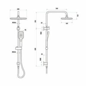 Huntingwood Twin Shower on Rail Specs