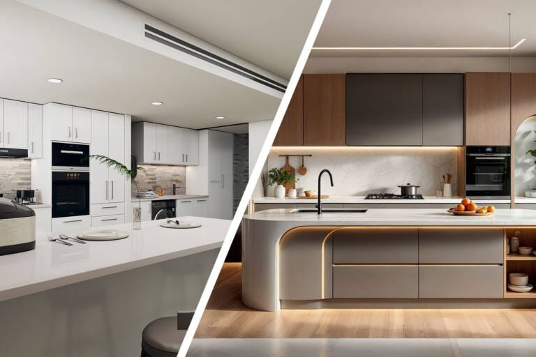 Pre-Assembled vs Custom Kitchen Cabinets side-by-side comparison