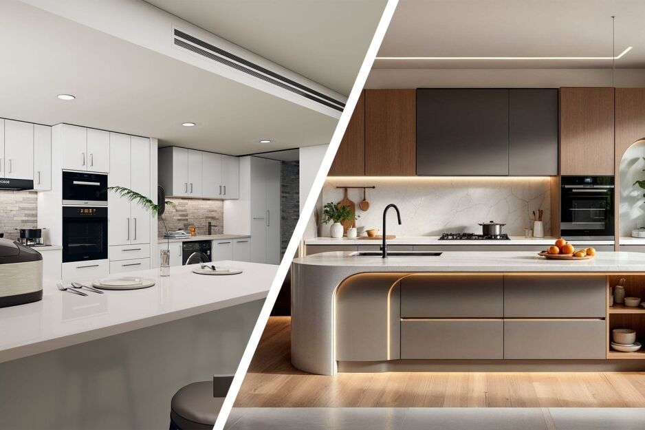 Pre-Assembled vs Custom Kitchen Cabinets side-by-side comparison