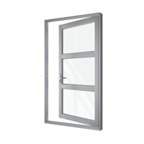 Single Front Entry Door with Double Vertical Midrails Charcoal Lustre-2
