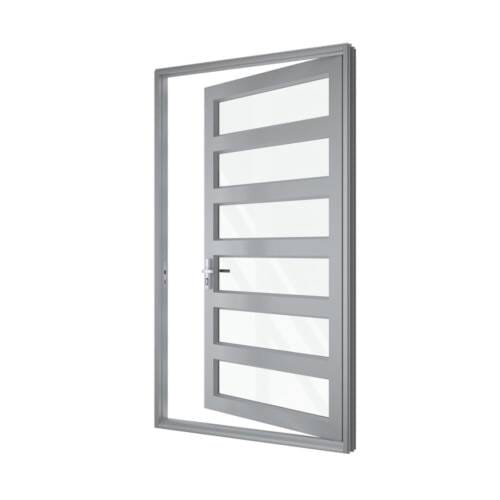 Single Front Entry Door with Five Horizontal Midrails
