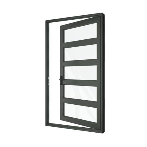Single Front Entry Door with Four Horizontal Midrails