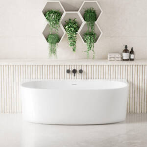 white back to the wall freestanding bath