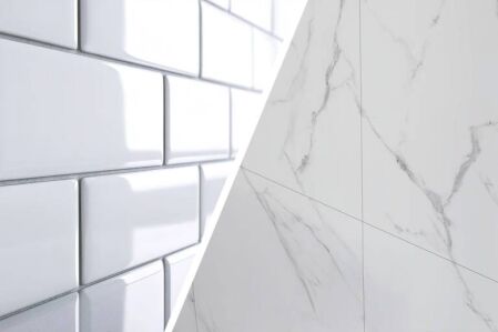 Comparison of pressed edge tiles and rectified edge tiles for wall and floor surfaces