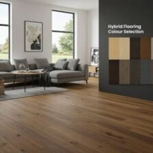 Modern Hybrid Flooring Colour Selection Display in a Stylish Living Room