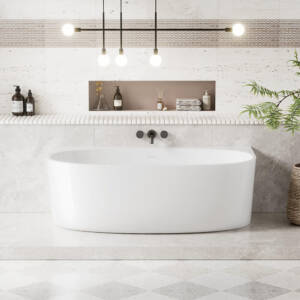 back to the wall 150cm freestanding bath white colour