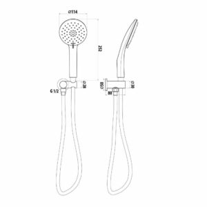 Elle Stainless Steel Hand Shower with Wall Bracket Specs