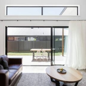 3 panel stackable sliding doors black frame