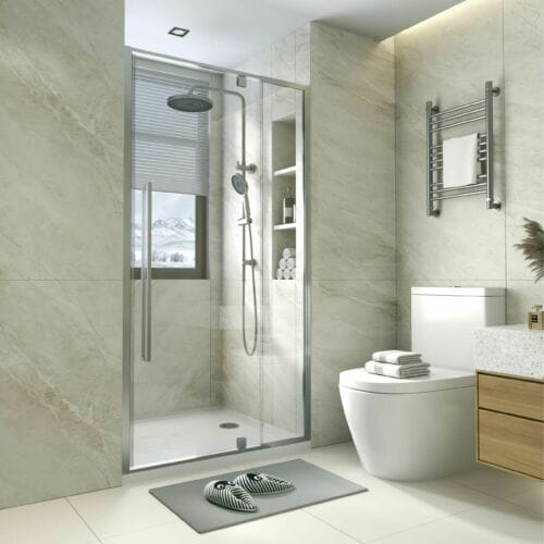 Alpine Pivot Shower Door Silver