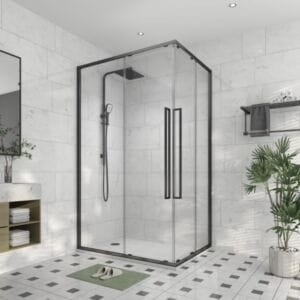 Alpine Square Corner Entry Matte Black 1200