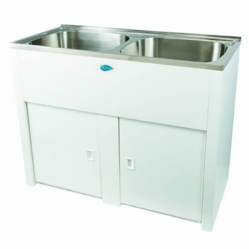Classic 45L+45L SS Twin Bowl Laundry Unit Nugleam Twin Laundry Cabinet & Sink