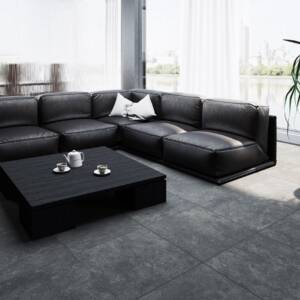 Modern living area with Essential Stone Charcoal Floor Tile