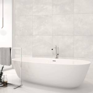 Kensington White Matte porcelain tile in bathroom