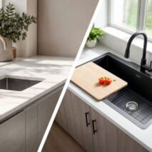 undermount sinks vs drop-in sinks side-by-side image