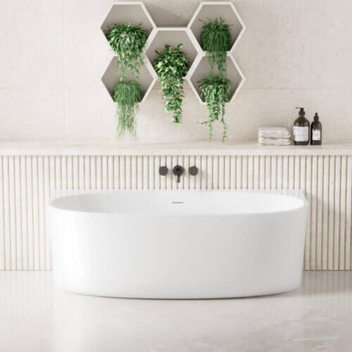 Morocco Back to the Wall Freestanding Bath 150cm white back to the wall freestanding bath