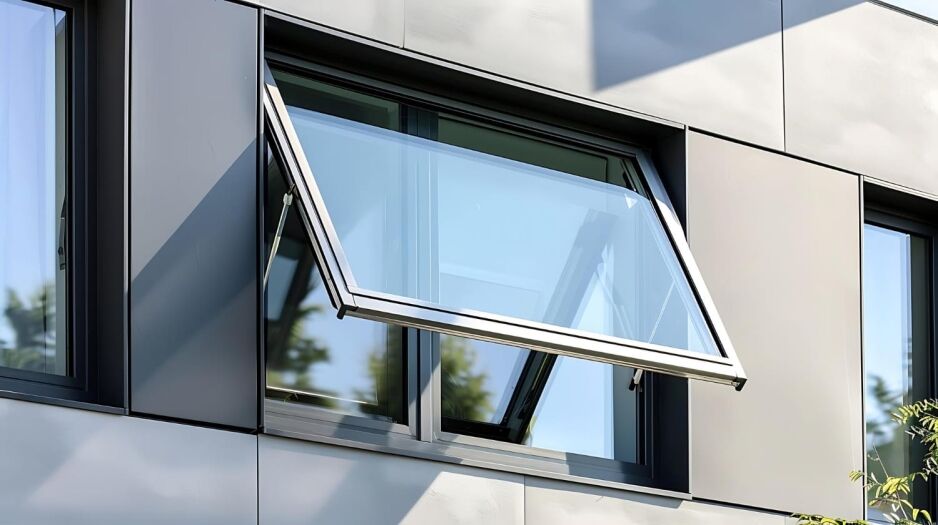 Modern aluminium awning window open on a contemporary home façade – sleek and functional design for Australian climates