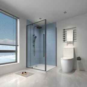 Alpine Pivot Door & Return Matte Black shower screen