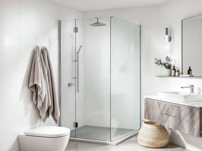 Modern small bathroom renovation with frameless glass shower, wall-hung vanity, and minimalist design – small bathroom renovations Perth