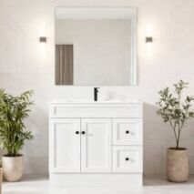 900mm bathroom vanity with shaker cabinet doors in a modern Australian bathroom