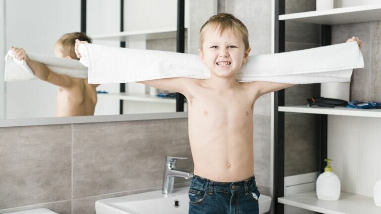 kid in bathroom