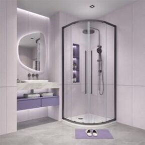 Alpine Corner Entry Curved Shower Matte Black