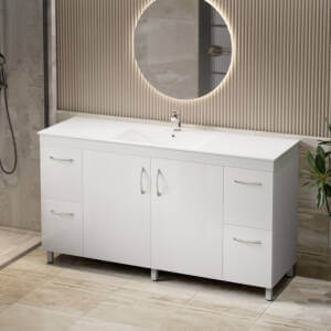 bathroom with 150cm single bowl vanity uniy pvc