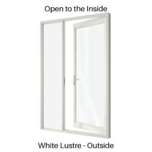 Single Hinged Door with Side Lite White Lustre Outside