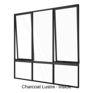 Double Awning with Centre Fixed Lite over Three Low Lites Charcoal Lustre Inside