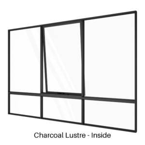 Single Awning in Centre with Two Fixed Lites over Three Low Lites Charcoal Lustre Inside