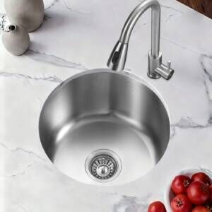 Hamersley Brushed Stainless Round Kitchen Sink Installation