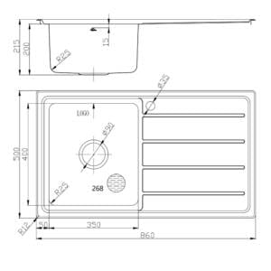 Alpine Axis Single Bowl Kitchen Sink Drawings