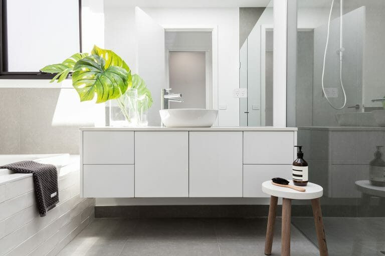 White bathroom vanity