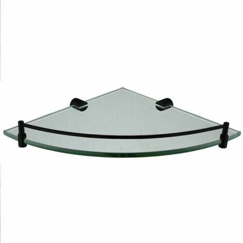 Black Round Corner Glass Shelf
