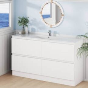 Marine 150cm Single Bowl Vanity Unit with Kickboard in Bathroom