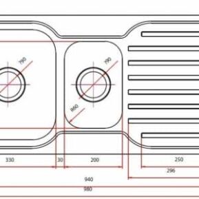 Classic Square 980 Kitchen Sink Specs