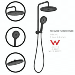 Gabe Shower Head – Matte Black Gabe Twin Shower Matte Black - Features