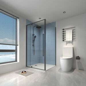 Alpine Pivot Door & Return Matte Black shower screen