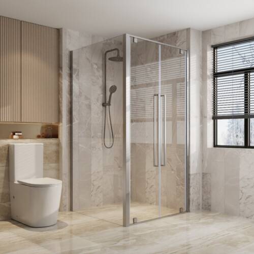 double pivot shower door and return panel Alpine