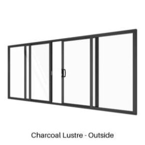 Double Slider with Two Fixed Lites Charcoal Lustre Outside