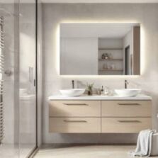 trendy Rectangular Bathroom Mirror in modern bathroom setting