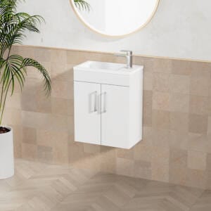 VUJU45PWH Judy PVC Ensuite Vanity Unit Wall Hung 45cm Judy PVC Wall Hung Vanity Installation