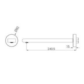 Bianca Fixed Bath Spout Only 240mm Drawings