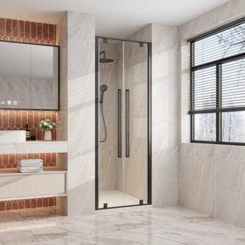 Alpine Double Pivot Shower Door Matte Black Alpine Double Pivot Shower Door Black