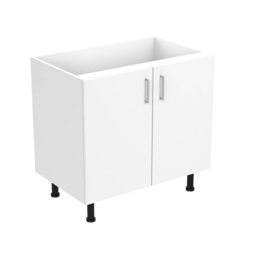 90cm Double Door Base Cabinet with Sky Brushed Nickel Handel (Side View)