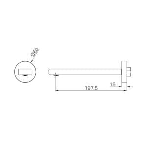 Bianca Fixed Bath Spout Only 200mm Drawings