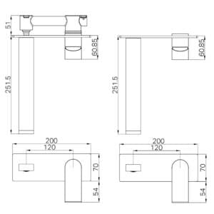 Bianca Wall Basin-Bath Mixer 230mm