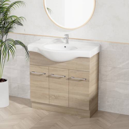 Jessica Semi-Recessed PVC Vanity Unit 90cm Rural Oak Jessica Semi-Recessed PVC Vanity Unit 90cm R-Oak