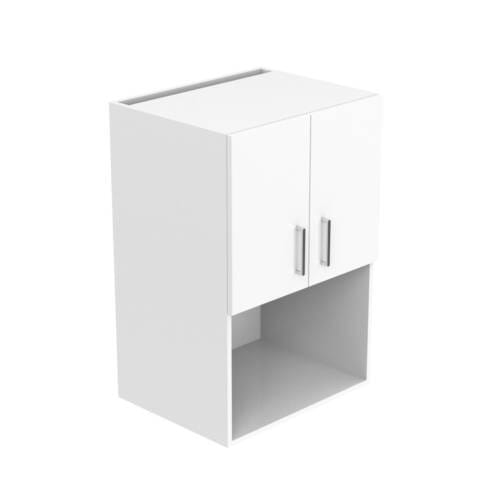 60cm Microwave Wall Cabinet with doors closed, Sky Chrome Handles