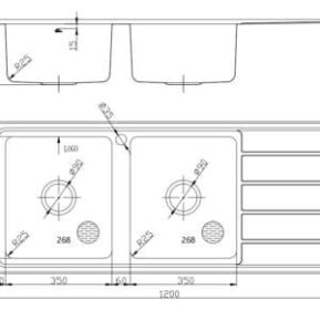 Alpine Axis Double Bowl Kitchen Sink Drawings